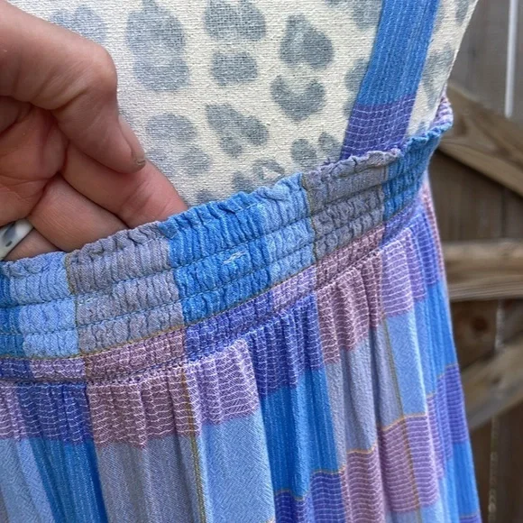 LOFT Plaid Smocked Pocket Midi Dress Size XS - Picture 5 of 8